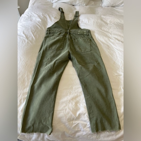 One Teaspoon Hooligan Distressed Cropped Overalls Green SZ 26 Destroyed Utility - Picture 2 of 10